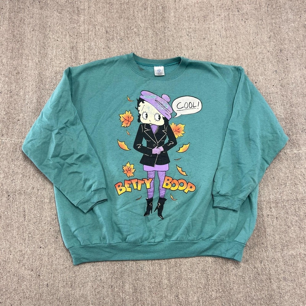 Vintage Betty Boop Sweatshirt XL‎ Blue 1990s Fall Autumn